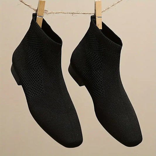 LuxeStride Women’s Fashion Ankle Boots – Stretch Knit Comfort