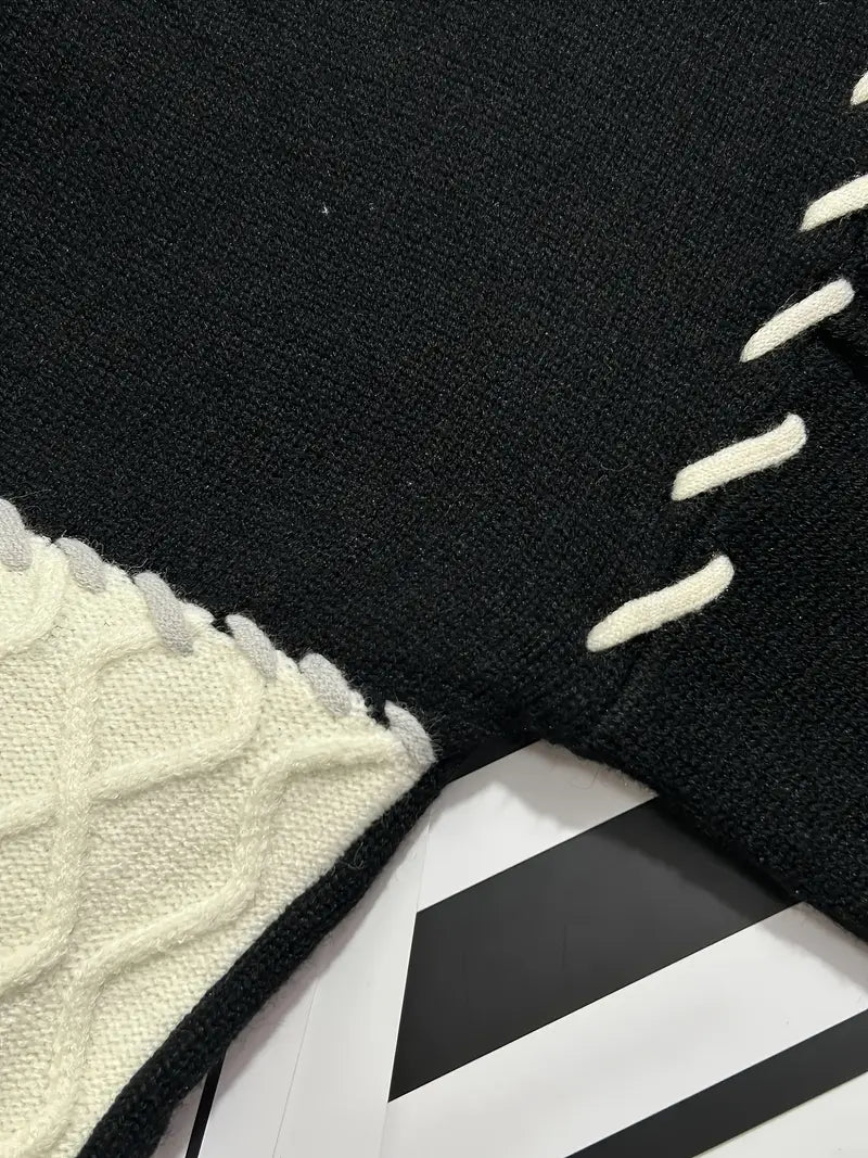 UrbanWeave Men’s Color Block Cable Knit Sweater