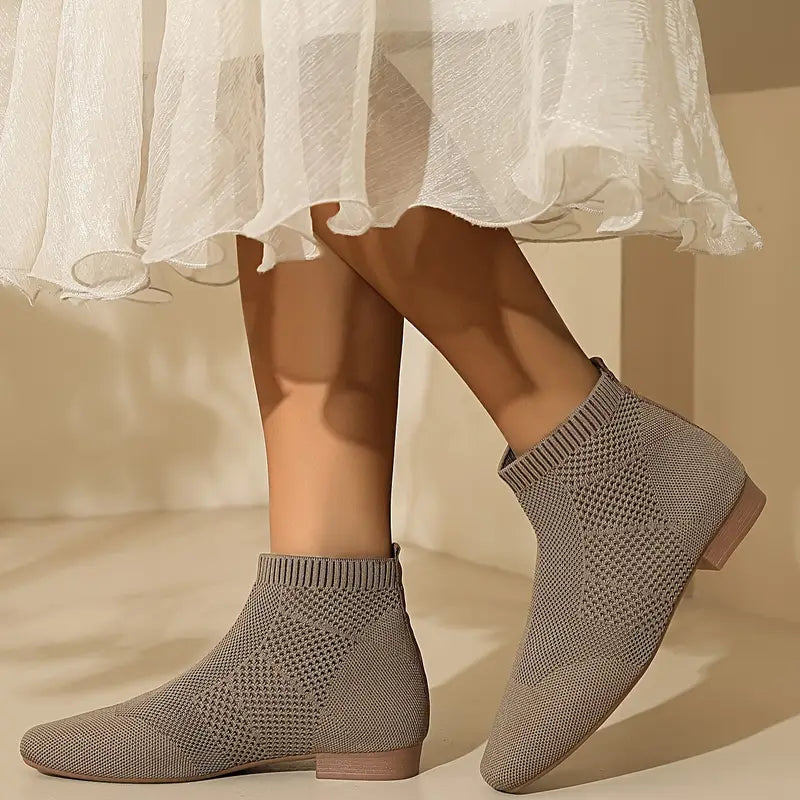 LuxeStride Women’s Fashion Ankle Boots – Stretch Knit Comfort