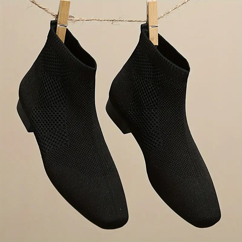 LuxeStride Women’s Fashion Ankle Boots – Stretch Knit Comfort