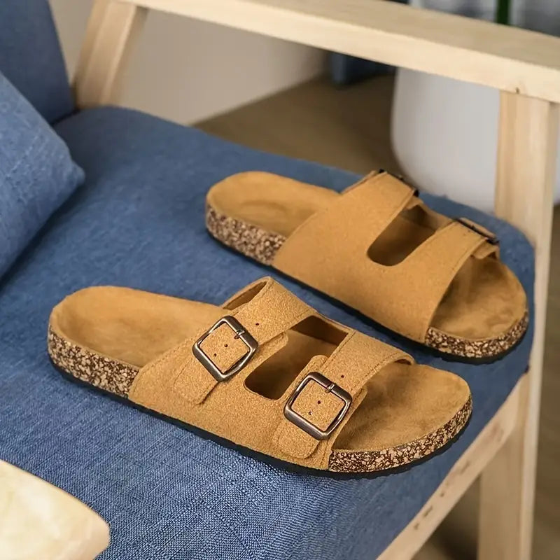 StrideEase Unisex Adjustable Buckle Slides – Slip-On Sandals