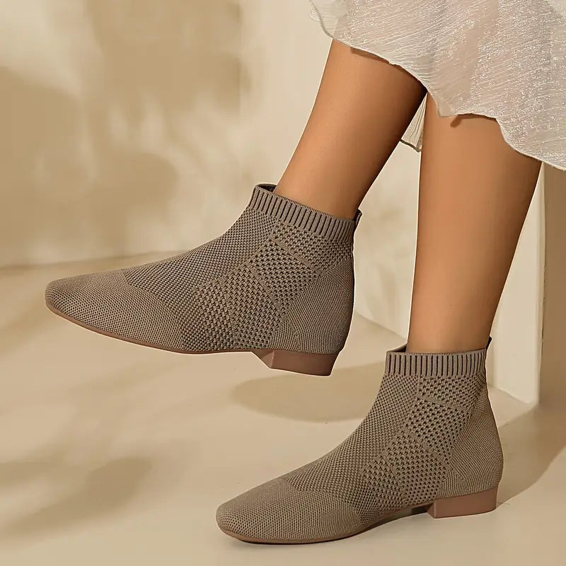 LuxeStride Women’s Fashion Ankle Boots – Stretch Knit Comfort