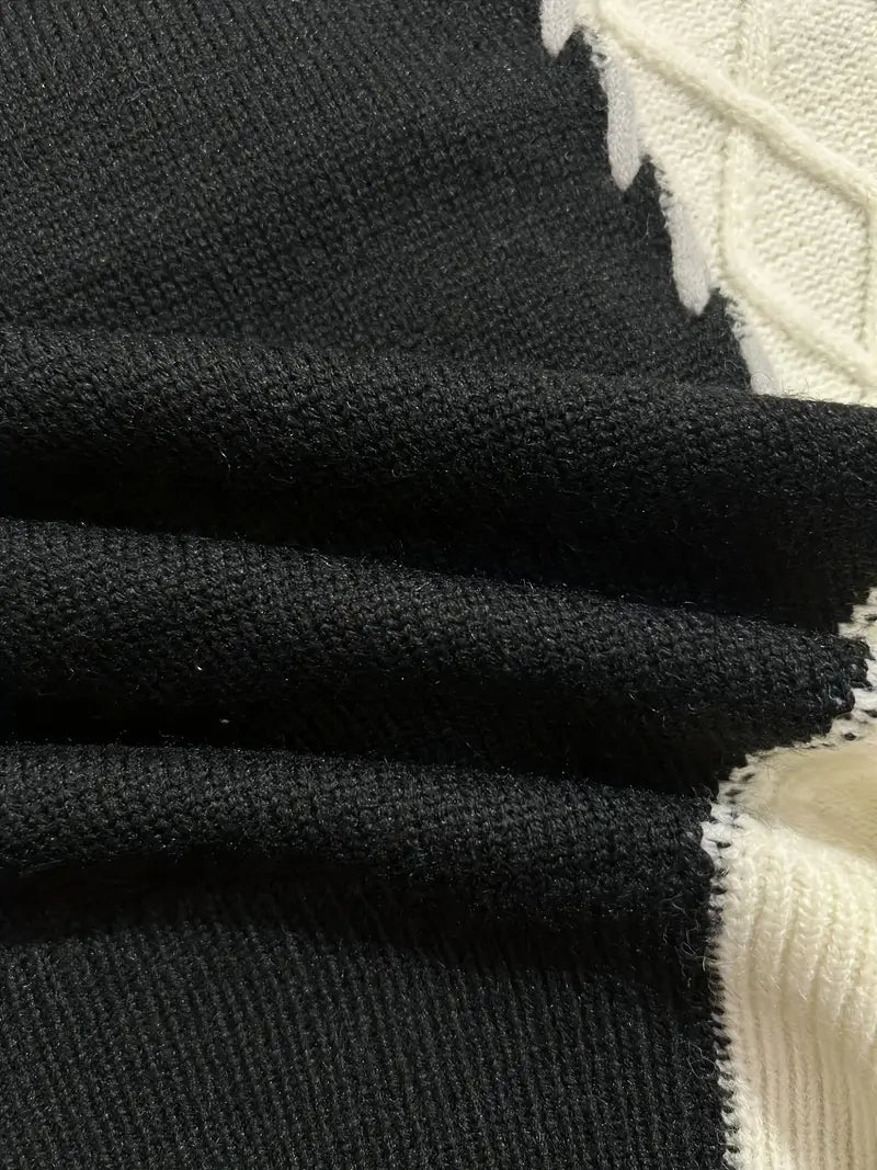 UrbanWeave Men’s Color Block Cable Knit Sweater