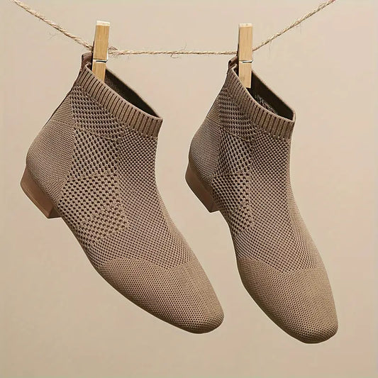 LuxeStride Women’s Fashion Ankle Boots – Stretch Knit Comfort