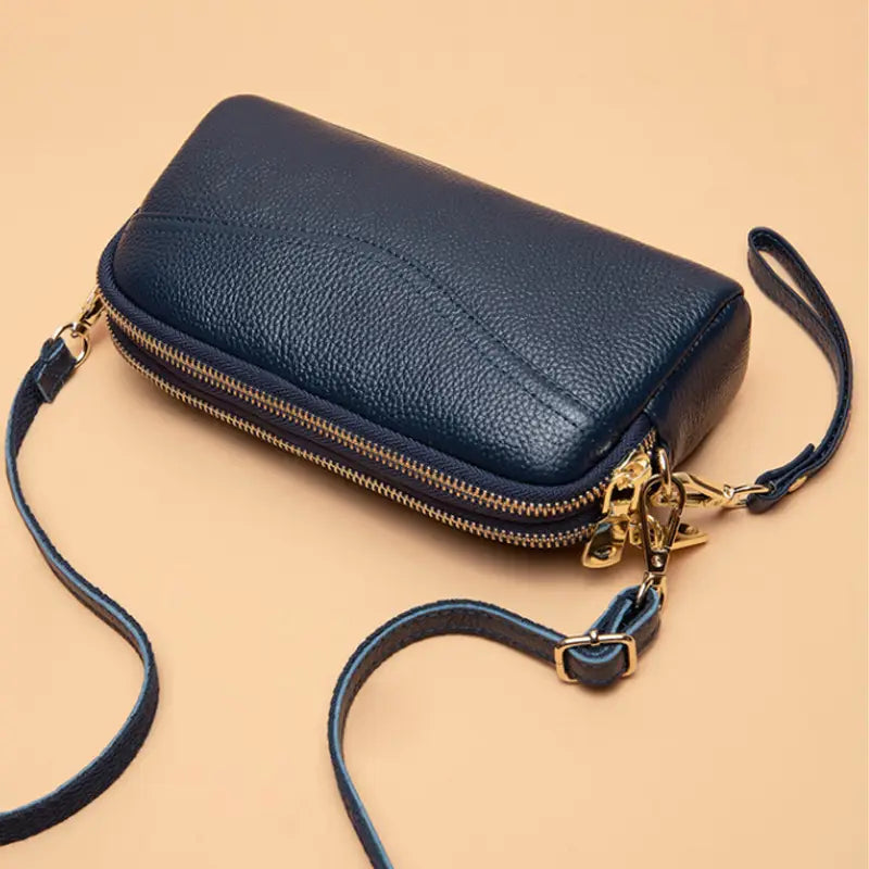 Women’s Small Crossbody Bag – Double-Layer Zipper Clutch Purse