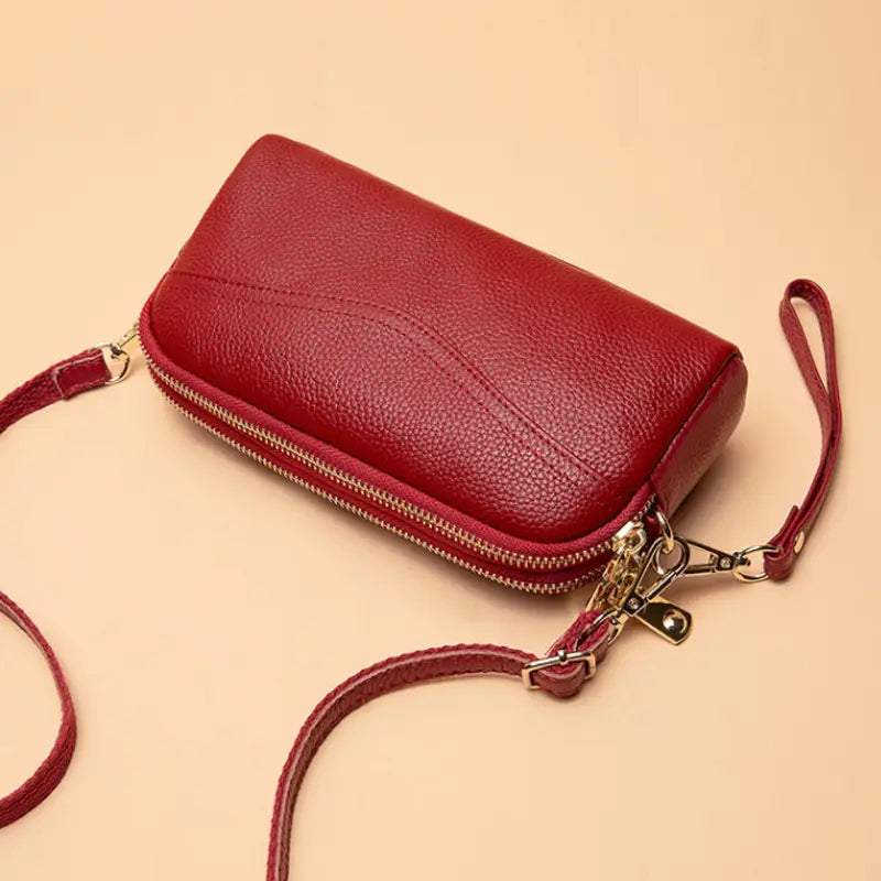 Women’s Small Crossbody Bag – Double-Layer Zipper Clutch Purse
