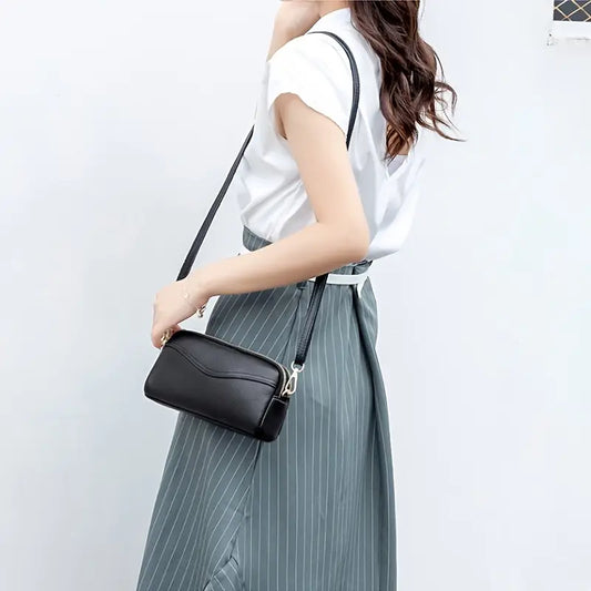 Women’s Small Crossbody Bag – Double-Layer Zipper Clutch Purse