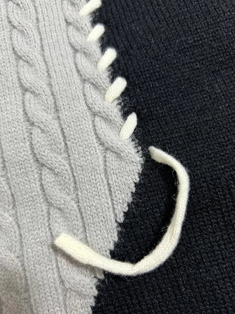 UrbanWeave Men’s Color Block Cable Knit Sweater