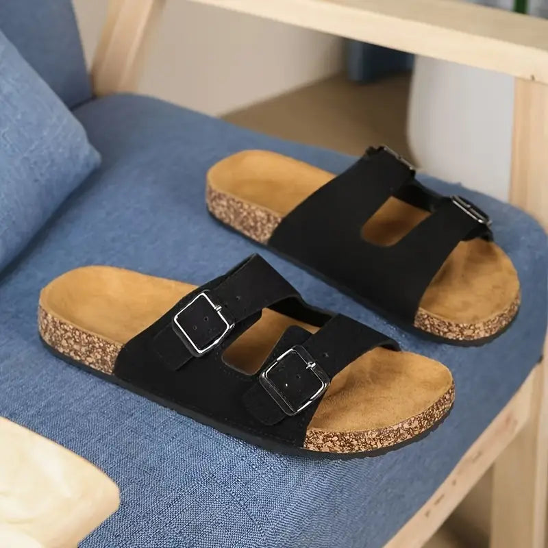 StrideEase Unisex Adjustable Buckle Slides – Slip-On Sandals